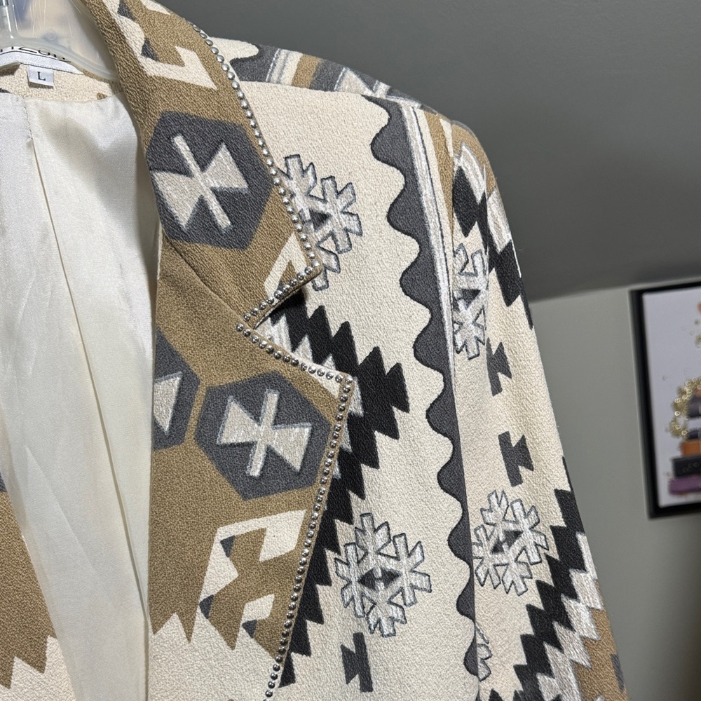 Geometric Pattern Native Aztec Blazer - Picture 6 of 13